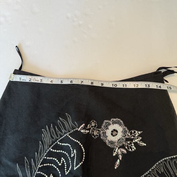 VTG Anne Carson Skirt Sz 10 Silk Linen Embroidered Sequins Festival Fairygrunge - Picture 13 of 15